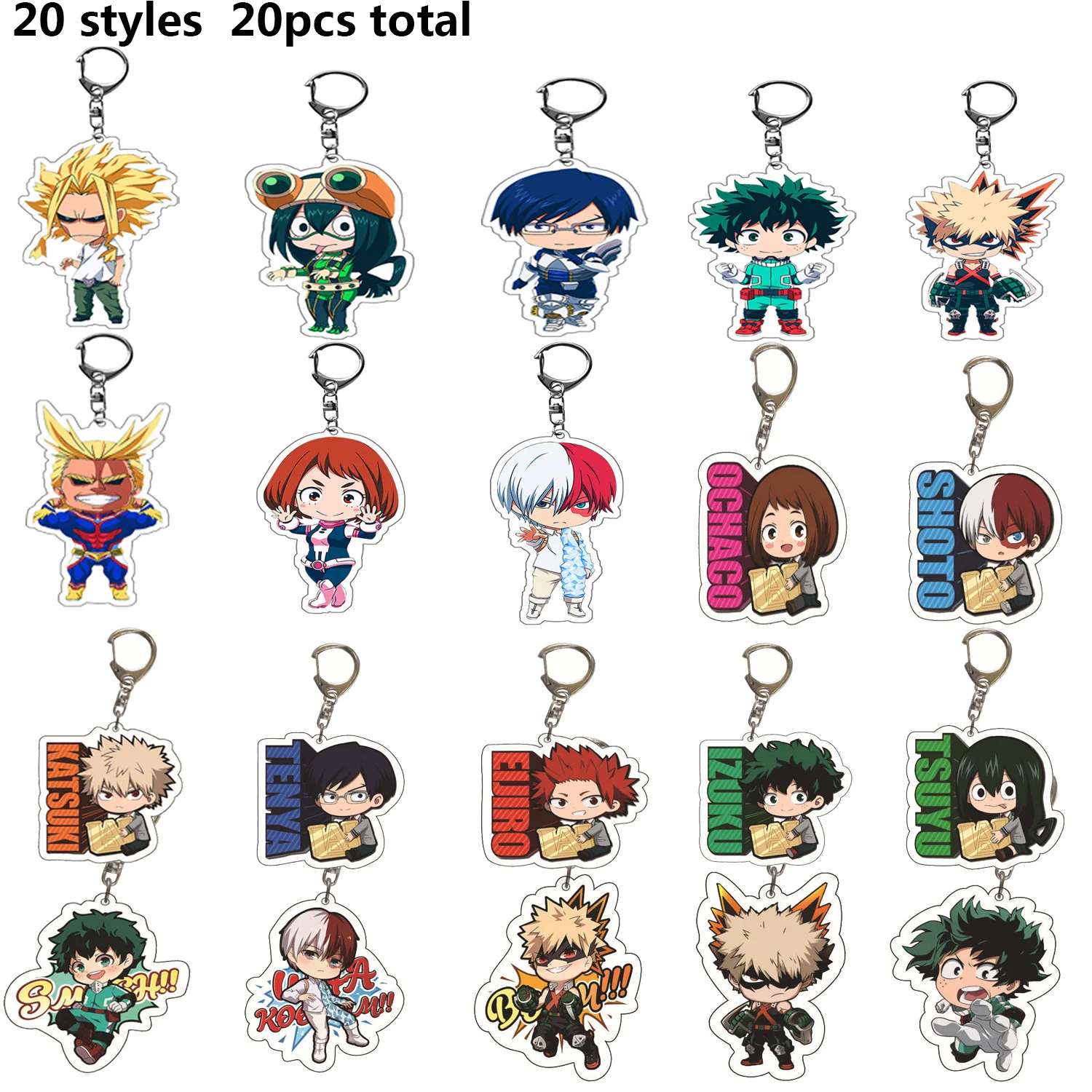 20 шт./лот My Hero Academia акриловый брелок Аниме Izuku Bakugou Katsuki Todoroki Shoto фигурка кулон