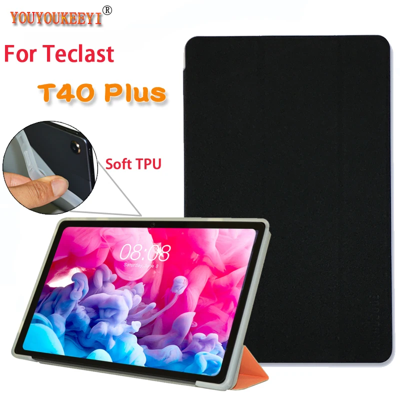 

Ultra thin Three Fold Stand Case For Teclast T40 Plus 2021 10.1inch Tablet Soft TPU Drop Resistance Cover For Teclast T40plus