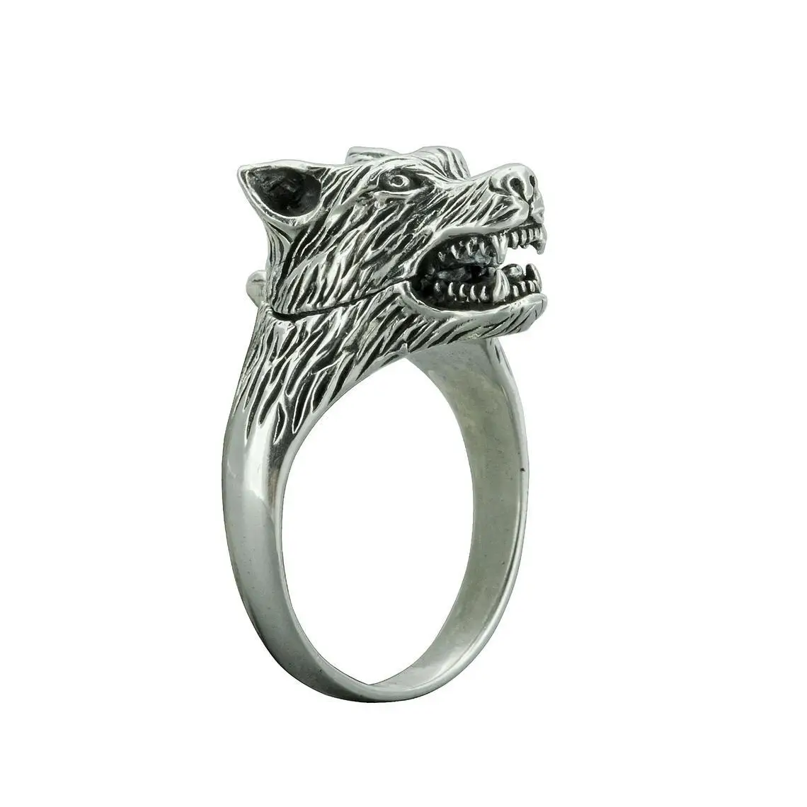 

Fashion 925 Silver Viking Warrior Wolf Head Rings for Men Punk Jewelry Retro Male Ring Hip Hop Finger Bands