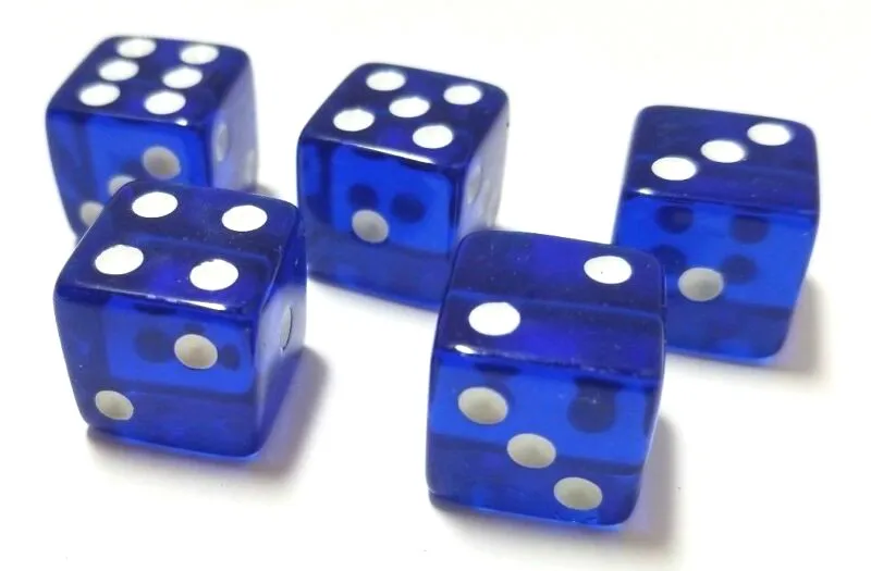 

10 шт./16 мм Высококачественный акриловый 6-сторонний Королевский синий прозрачный набор игральных костей для клуба/вечерние/домашних игр