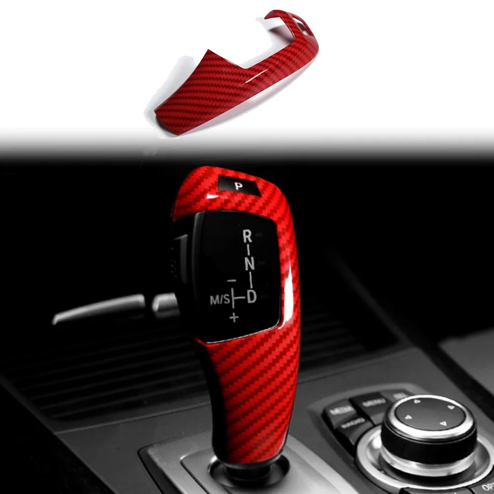 

1pcs Carbon fiber cover Shift lever decoration Red Gear Lever cover Durable Practical Home High quality