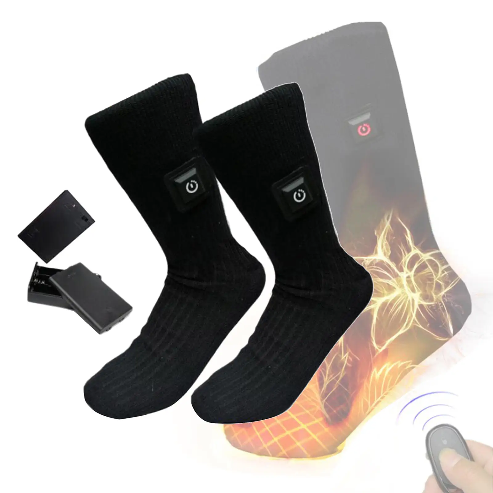

2x Unisex Electric Heated Sock with Battery Box Foot Warmer for Cycling