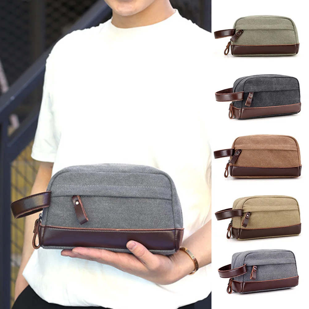 Мужская Дорожная сумка для туалетных принадлежностей Холщовый кожаный
