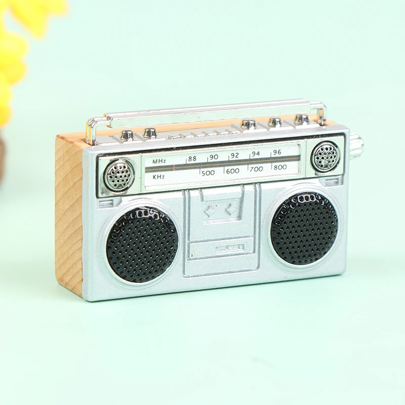 

New 1:12 Doll House Miniature Metal Tape Recorder Simulation Home Appliance Model Dollhouse Home Accessories