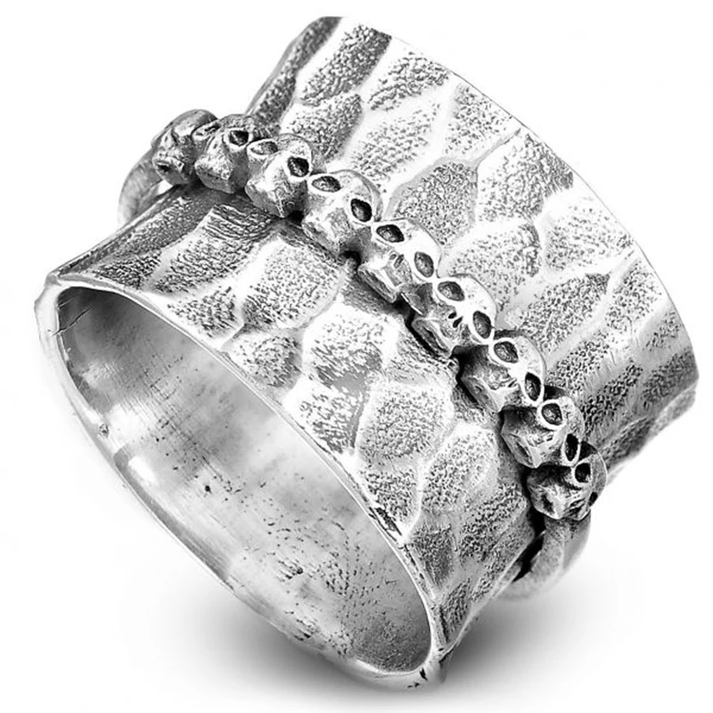 

Fashion Punk Silver Color Skull Ring Wide Round Head s For Women Men Gothic Cocktail Party Jewelry Finger D5M790