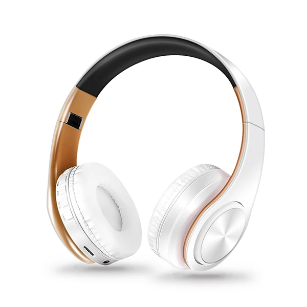 CATASSU наушники Bluetooth наушники над ухом Стерео Беспроводная гарнитура мягкие кожаные наушники Встроенный микрофон для ПК/сотовых телефонов/ТВ - Цвет: White Gold