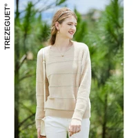 2020 spring and autumn womens knitted sweater new loose round neck pullover korean striped mink long sleeve sweater