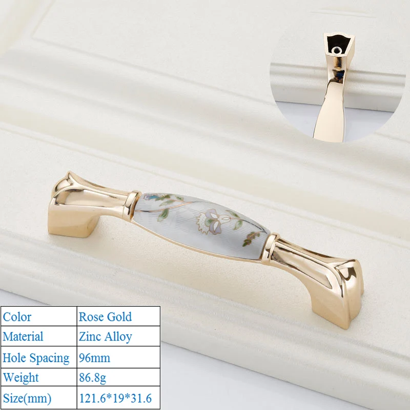 Rose Gold 6177-96mm Цинковый сплав высокого класса Eden пасторальный розовое золото мебельная дверная ручка для шкафа Европейский стиль шкаф внутренняя дверная ручка - Цвет: Rose Gold 6177-96mm