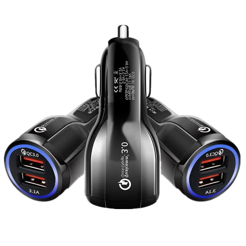 3.1A USB Автомобильное зарядное устройство Быстрая зарядка QC 3,0 2 порта двойной USB кабель для быстрой зарядки для samsung Galaxy A10 M10 A30 A40 A50 A60 A70 M30