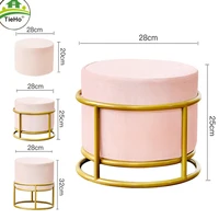 tieho height adjustable round stool ottoman pouf nordic luxury living room stool velvet sofa pedal cover detachable