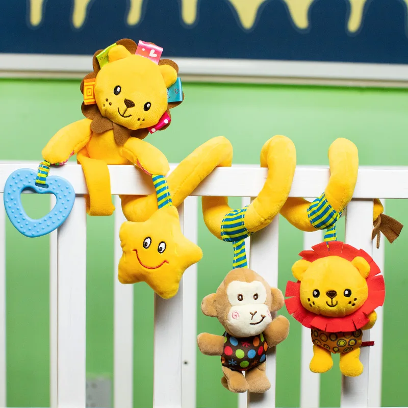 

Baby Toys for Children 0-12 Months Plush Rattle Crib Spiral Hanging Mobile Infant Newborn Stroller Bed Animal Gift Happy Monkey