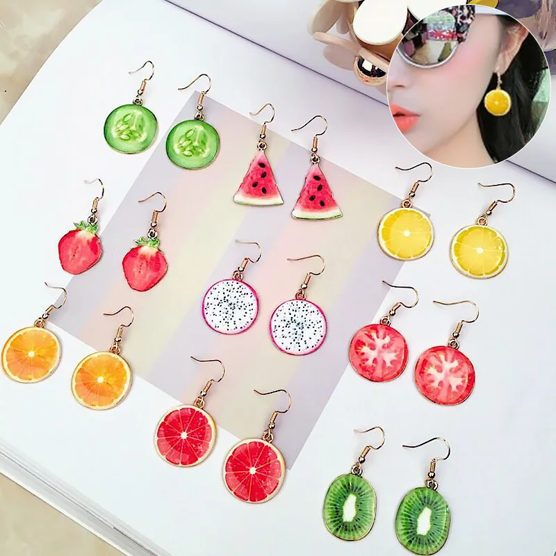 

Women Earring Fashion Creative Summer Fruit Earrings Jewelry Watermelon Strawberry Cute Kawaii Accessories Personalized Gift