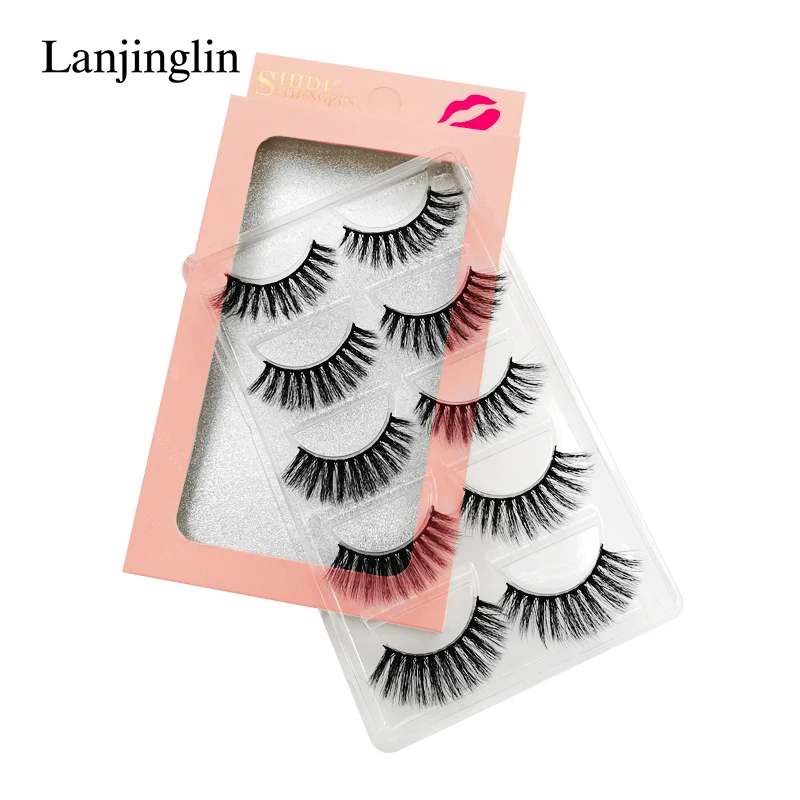 LANJINGLIN, 4/5 пар, норковые ресницы, натуральные, длинные, 3d, норковые накладные ресницы для наращивания, пушистые, без грубости, макияж, накладные ресницы