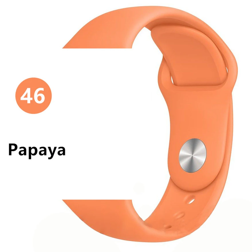 Papaya 32 Новые спортивные силиконовые часы для apple watch band 4 44 мм 40 мм(iwatch 5) apple watch 3 2 1 42 мм 38 мм аксессуары для наручных браслетов - Цвет ремешка: Papaya 32