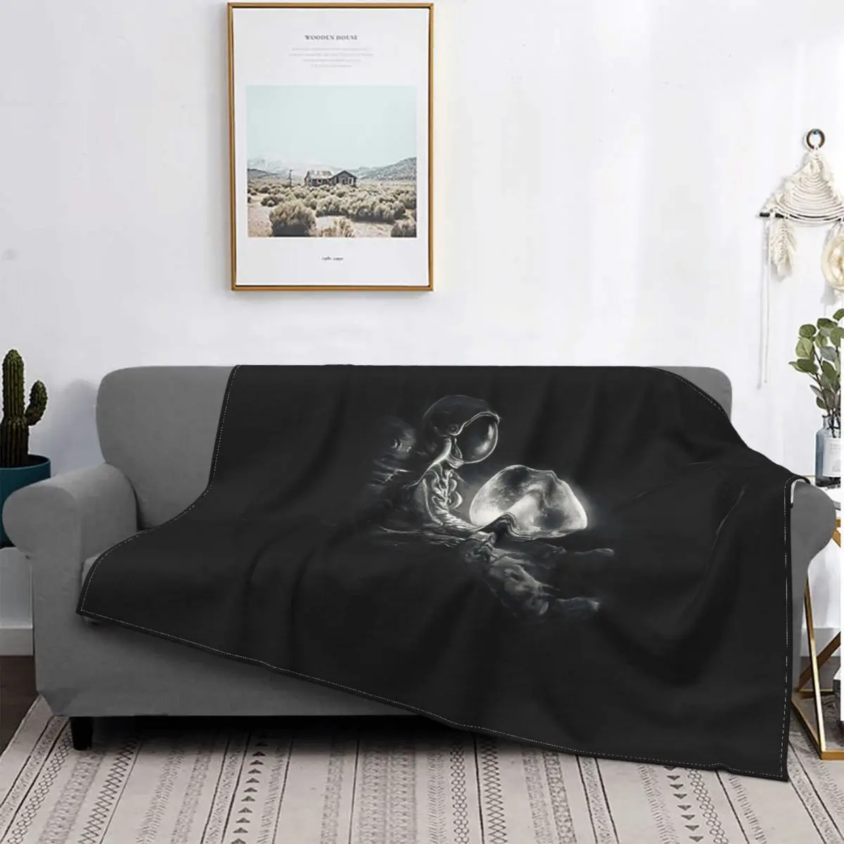 

Moon Play-Manta a cuadros con capucha, manta ponderada para cama, Picnic