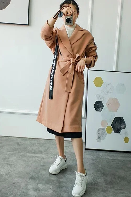 

Thicken Long Woolen Overcoat Hming-style Za 2020 Women Sheining Vadiming Women Jacket Coat