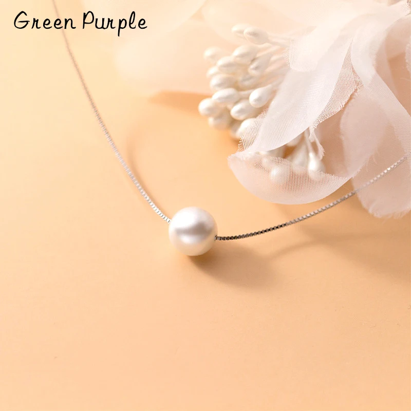 

Elegant Round Shape Pearls Necklace for Women Jewelry Wedding Pendant Necklaces Sterling Silver 925 Chain Necklace Naszyjnik