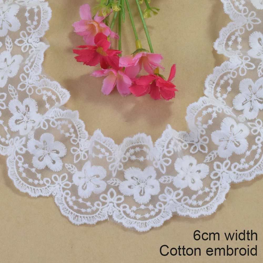 6 см белая хлопковая кружевная вышивка французская лента ткань из гипюра сделай