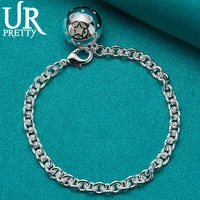 urpretty 925 sterling silver solid round chain bracelet for women party wedding engagement charm jewelry