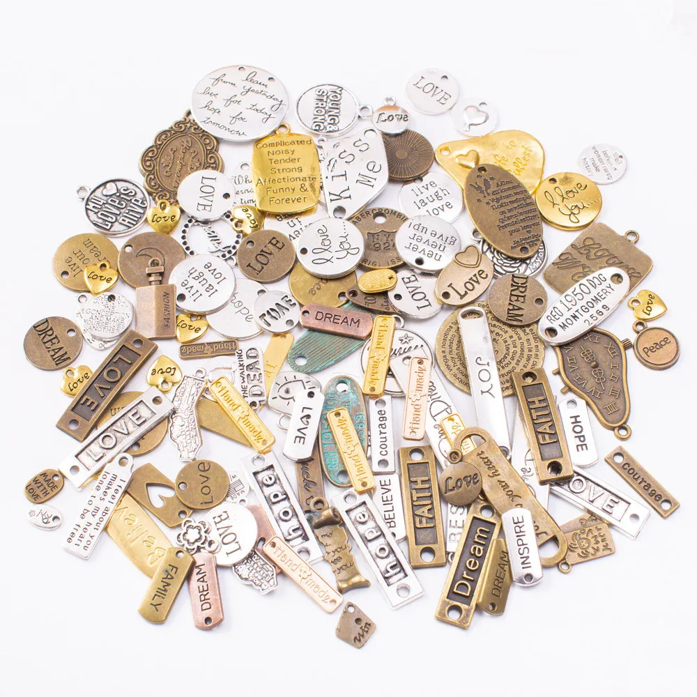 200 г винтажные серебряные бронзовые золотые слова вдохновляющие подвески