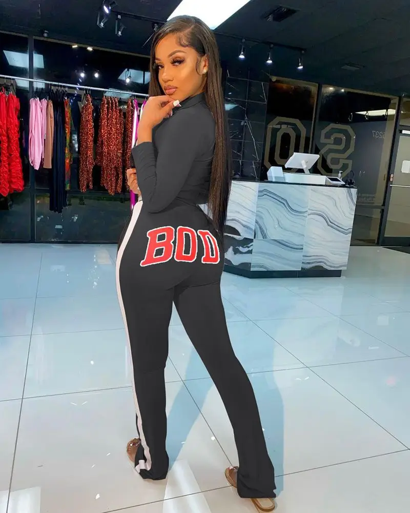 Long Sleeve Crop Top and Sweatpants Joggers Outfits Two Piece Tracksuit Set Trendy Matching Sets Sweatsuits for Women Plus SIze