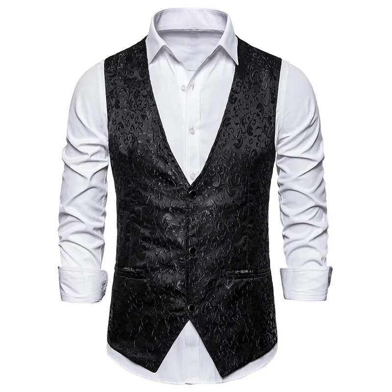 Luxury men vest suit Party Waistcoat Steampunk Vest Men Shinny Night Club Prom Suit Wedding Formal Vests | Мужская одежда