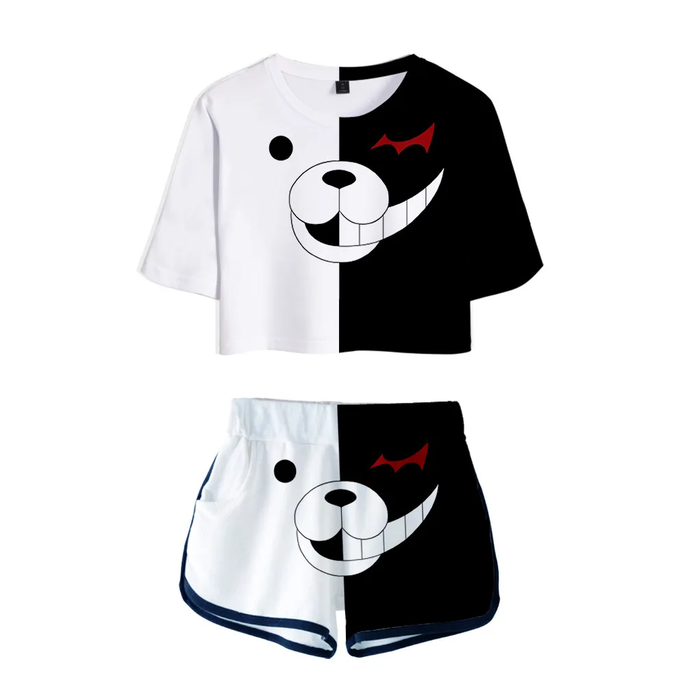 

Аниме Danganronpa: Trigger Happy Havoc косплей ролевые периферийные сексуальные футболки с коротким рукавом шорты модные 3D голая стрижка Монокума