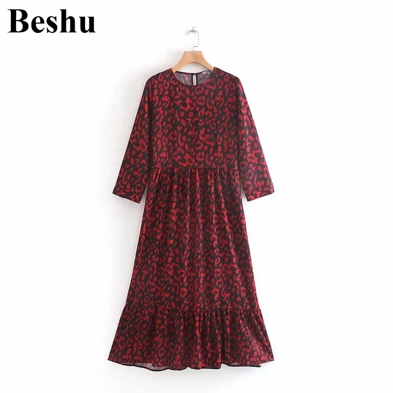 Женское платье с круглым вырезом za Свободное длинное Повседневное оборками и