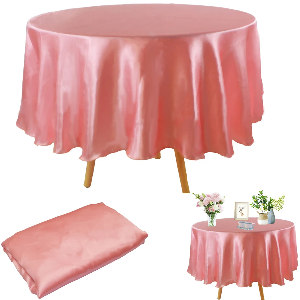 Round Tablecloth Satin Table Cloth Cover For Christmas Wedding Birthday Baby Shower Party Decor Home Tablecloths Supplies | Дом и сад