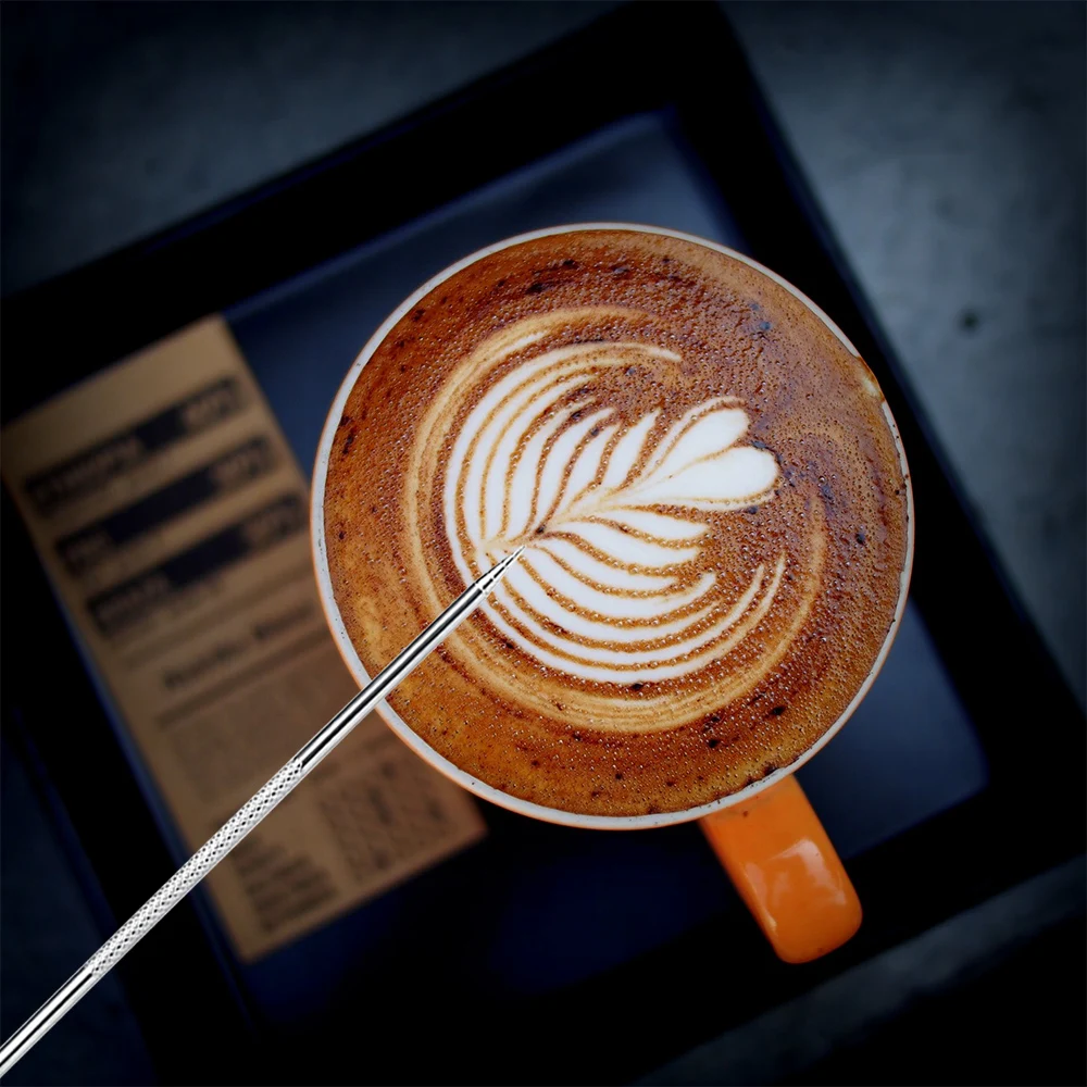 

Cappuccino Coffee Needle Pen With Milk Frothing Pitcher Jug Barista Coffeeware Decorating Drawing Pen Needle