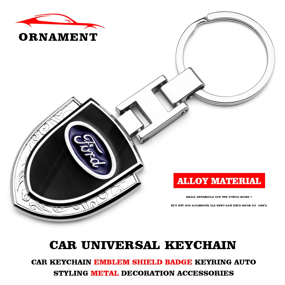 

High Quality Car Badge Keyrings Shield Styling Key Chain Auto Parts Men Gift For Ford Focus Fusion Escort Kuga Ecosport Fiesta