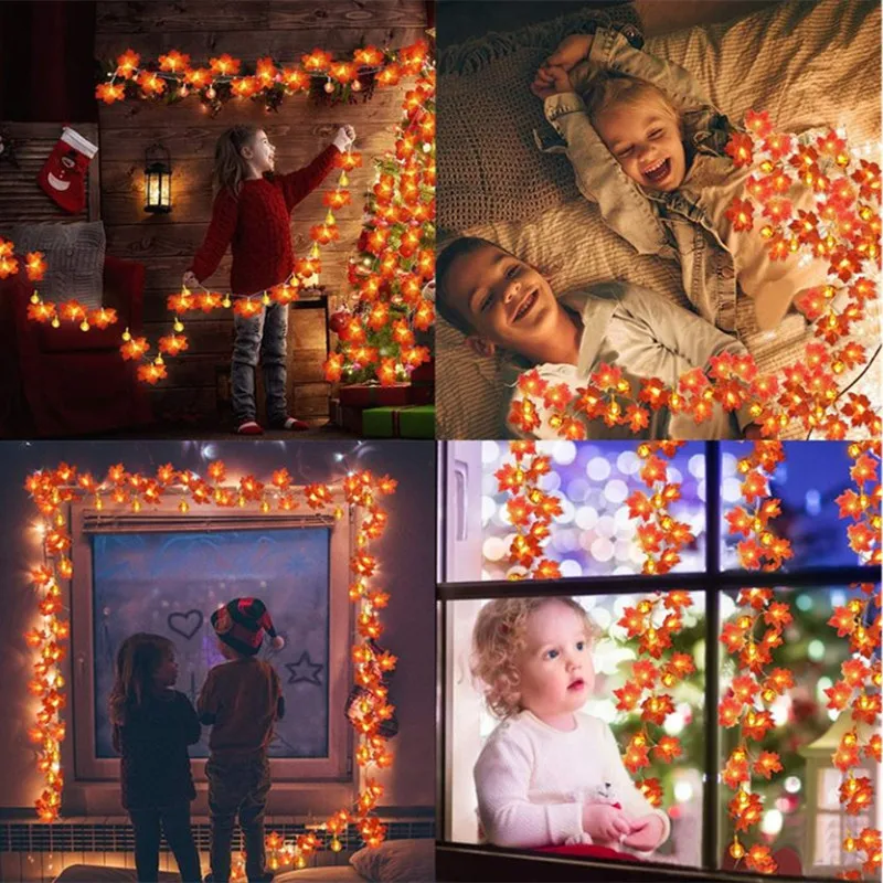 3M 20LEDs New Pumpkin Maple Leaf LED String Lights Battery Operation Thanksgiving Christmas Garden Party Room Decoration | Освещение