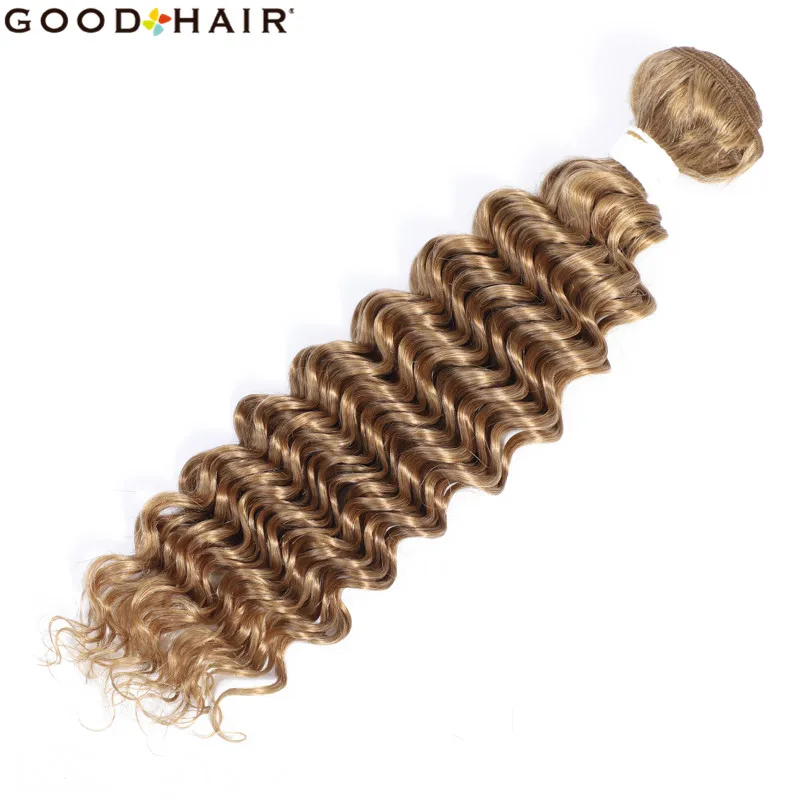 

Deep Wave Brazilian 100% Human Hair Bundles 3/4Pcs Remy Hair Weaving Bundles Deal Free Tangle No Shedding 8-26" 27# Honey Blonde