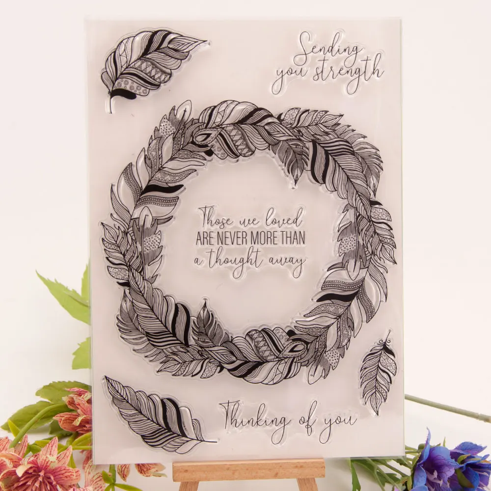 

Feather Ring Pattern Transparent Clear Stamps / Silicone Seals for DIY Scrapbooking Christmas Card Making