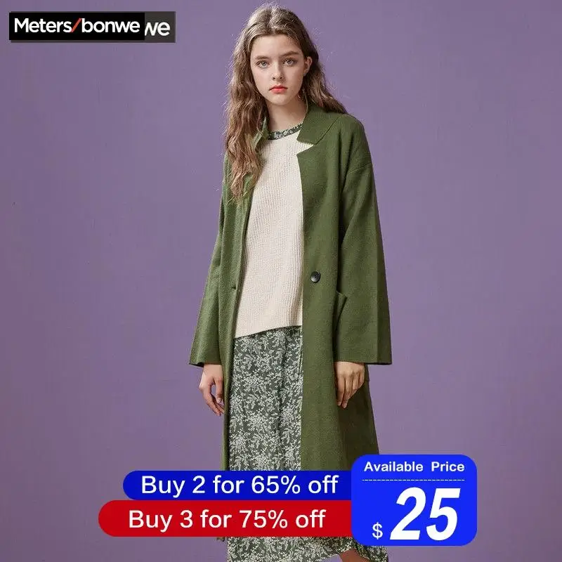 METERSBONWE шерстяное пальто женское зимнее Новое поступление корейская мода простое высококачественное шерстяное пальто