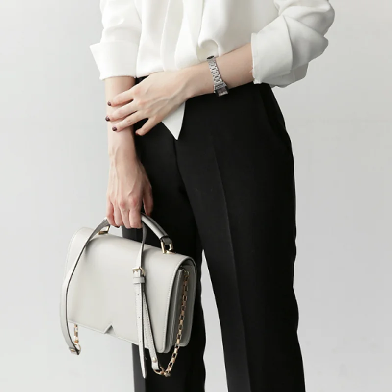 2019 новый тренд для женщин OL Офисная Леди Soild отложной воротник длинная шифоновая