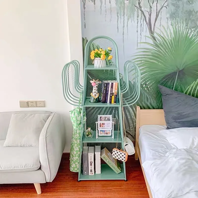 

Creative Storage Children Bedroom Bedside Table Filing Cabinet Wrought Iron Mesilla De Noche Light Luxury Multi-layer Shelf