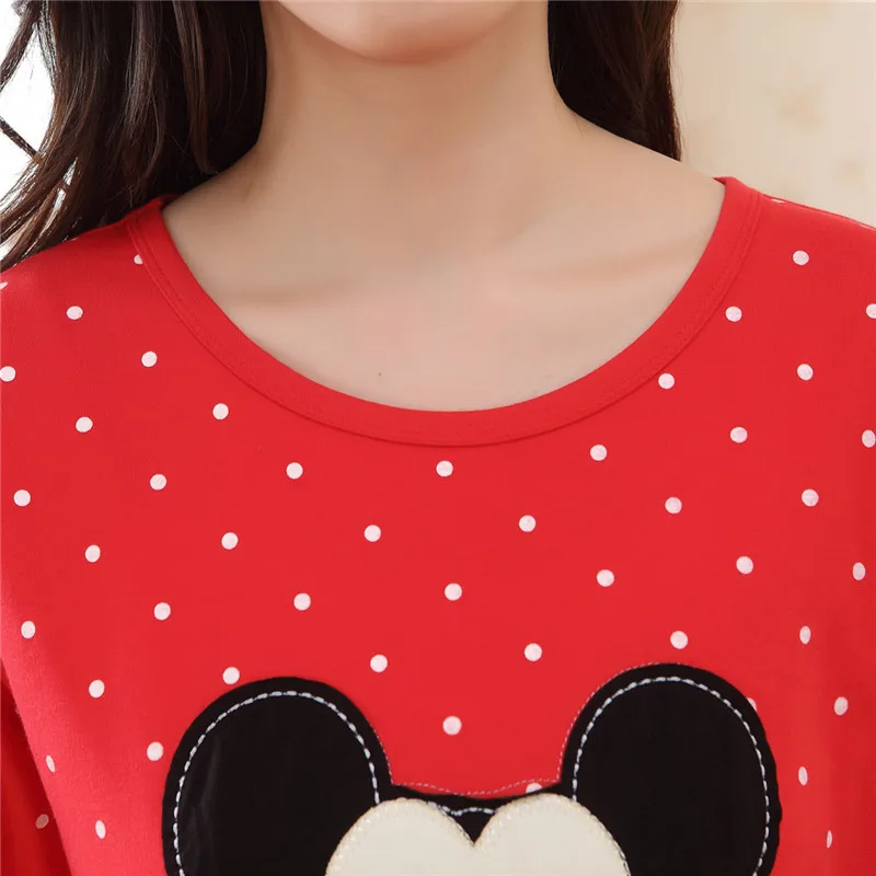 Spring And Fall 2019 New Ladies Comfortable Pajamas Sweet Lovely long-sleeved Cartoon Knitted Cotton Set | Женская одежда