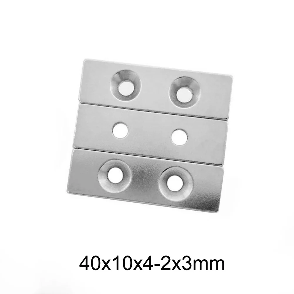 

2~20PCS 40x10x4 Strong Block Magnetic magnet 40x10x4 mm two Holes 3mm Neodymium Magnet sheet 40mm x 10mm Permanent NdFeB Magnet