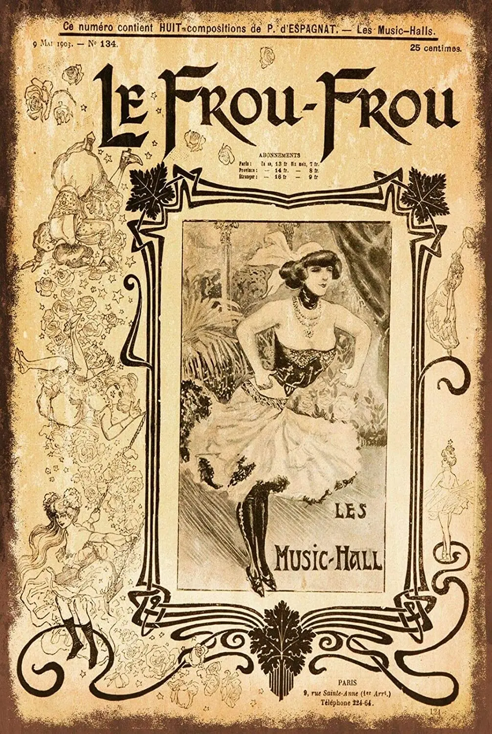 

Le Frou Frou Can Can Music Hall 12x8 Inch Vintage Retro Decor Metal Tin Sign