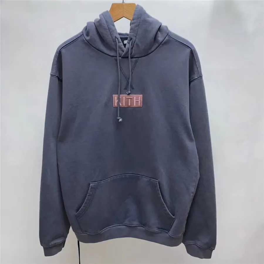 

Autumn Winter Cotton Best Quality Pullovers Box Logo Embroidery Kith Hoodie Men Women 1:1 Apricot Black Sweatshirts