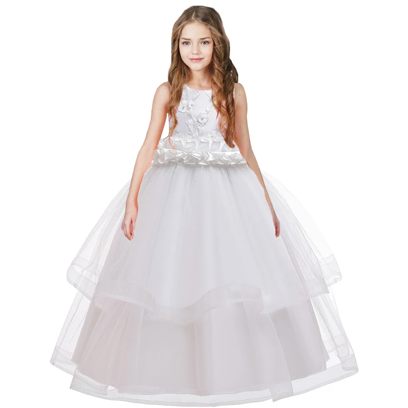 

Женское летнее элегантное платье подружки невесты, Детские платья для девочек, платье принцессы с цветами, вечернее свадебное детское платье