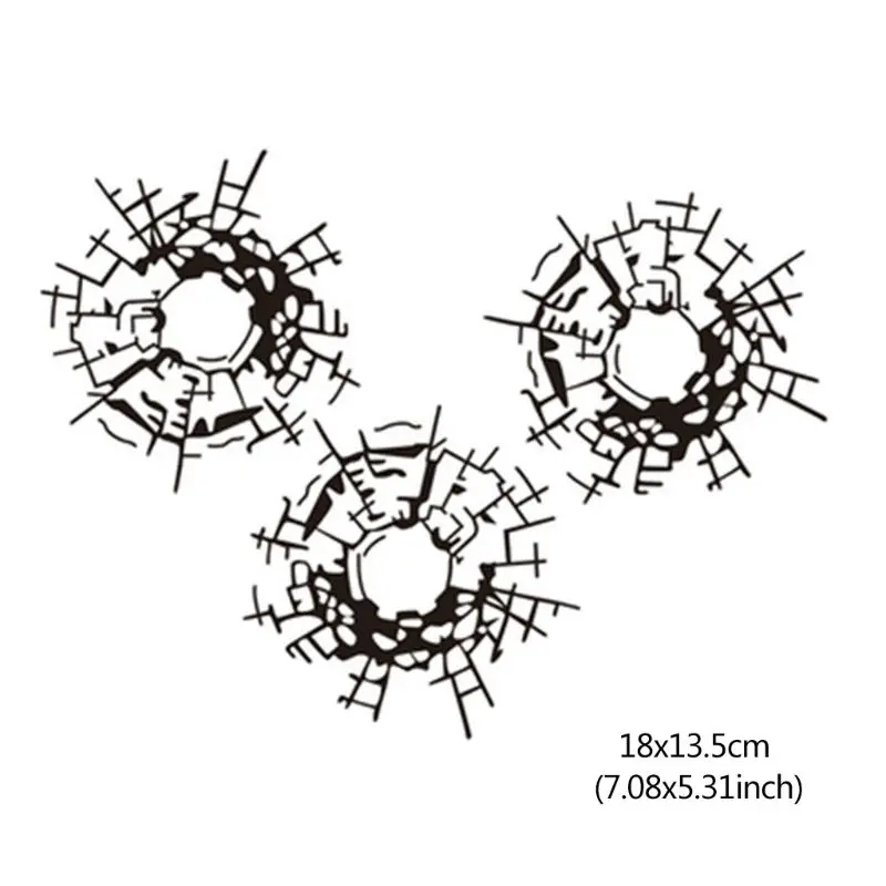 

3 шт./компл. 18 см * 13,5 см, стеклянные художественные наклейки с отверстиями для пуль, наклейки для стайлинга автомобиля, хорошее качество и дол...