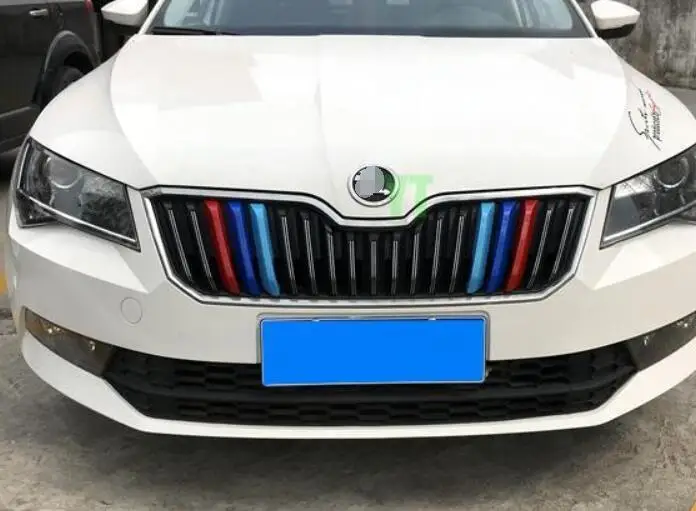 left and right Авто решетка Планки для SKODA Superb, автомобильные аксессуары, 3 шт./компл., тюнинг автомобилей - Цвет: left and right