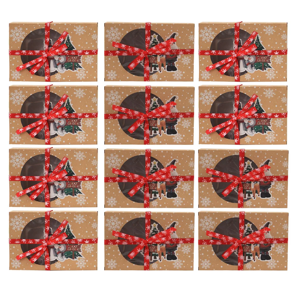 24 шт шикарная модная декоративная коробка из крафт-бумаги для упаковки печенья