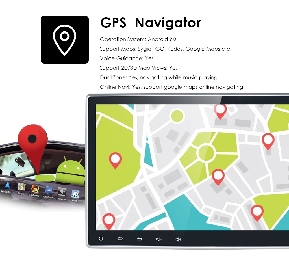 10," 2Din Android 9,0 универсальный автомобильный стерео радио gps навигация нет-DVD поддержка 4G wifi Bluetooth Зеркало Ссылка с 4 Гб+ 64 ГБ