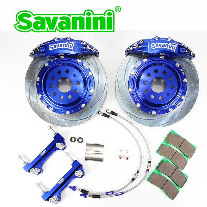6-piston blue Бренд SAVANINI большой 4/6 поршневой тормозной суппорт набор для VW Golf 6/7 GTI Sciocco Ocativa PQ35 PQ46 MQB алюминиевые передние колеса 355 - Цвет: 6-piston blue