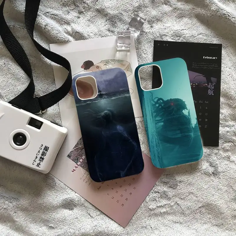 

Cthulhu Deep sea fear Phone Case White Candy Color for iPhone 6 7 8 11 12 13 s mini pro X XS XR MAX Plus