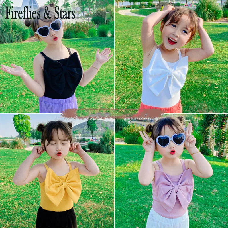 Летний жилет для девочек Детская футболка на бретелях топы без рукавов детей