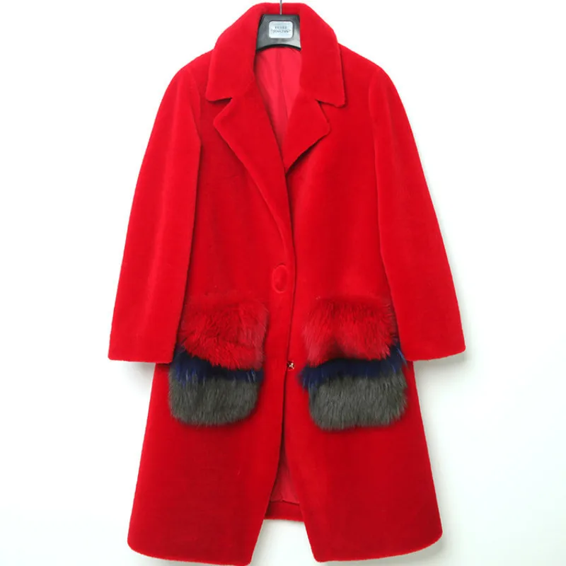 Женская шерстяная куртка с карманами винтажная уличная из 100%-ной шерсти в